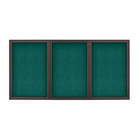 United Visual Products Sliding Door Indoor Enclosed Corkboard, 9 UV9030ACS-BLACK-SURF